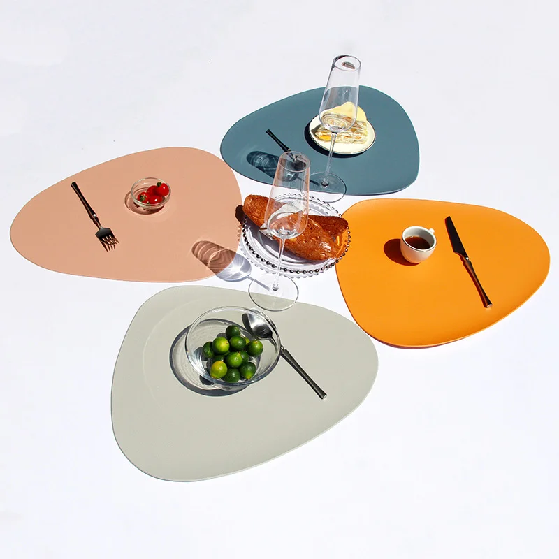 

1PCS Place Mat Tableware Pad Leather Placemat Table Mat Heat Insulation PU Leather Placemats Bowl Coaster Kitchen Non-Slip
