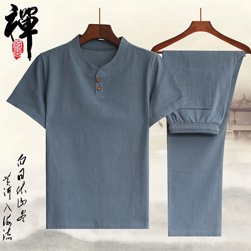 

Новое поступление, летняя Стильная мужская рубашка из двух частей из хлопка и льна, Высококачественная однотонная мужская рубашка для отды...
