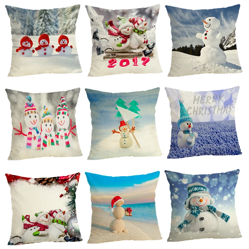 Эксклюзивный Классический Рождественский Снеговик льняная Наволочка на подушку