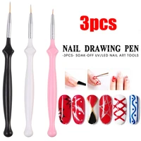 3pcs nail art painting pen brush uv gel paint grid stripe line brush nylon brush gradient diy paint drawing nail painting tools