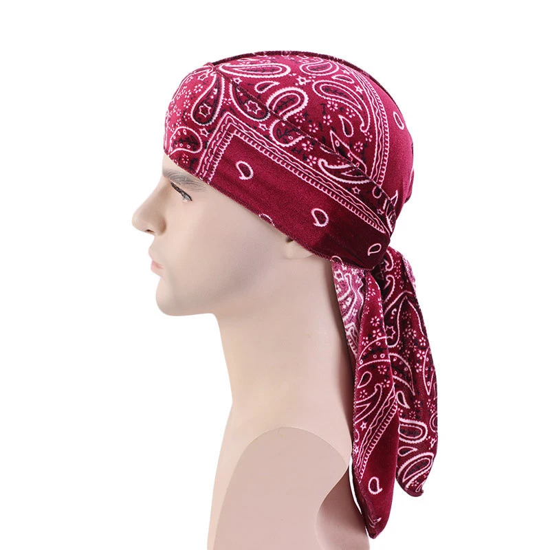 

Повязка на голову с длинным хвостом унисекс, бархатная мусульманская лента для волос, дышащая бандана, головной убор, ночная Кепка, головной...