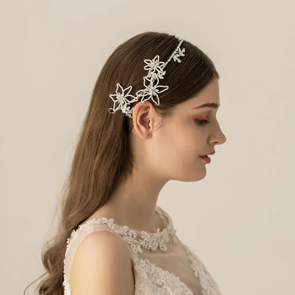 

Silver Crystal Headband Bridal Hairband Halloween Prom Party Headdress
