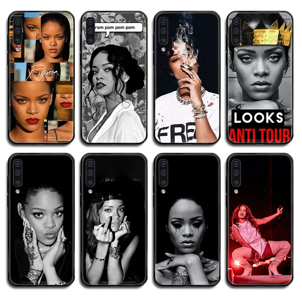 Роскошный чехол для мобильного телефона singer star Rihanna черный Samsung Galaxy A C Note 3 4 5 6 7 8 10 20