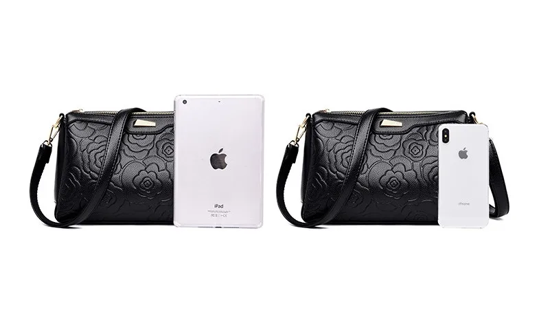 

New korean style simple solid casual embossed small women leather handbags quality large capacity tote messenger bag top handle