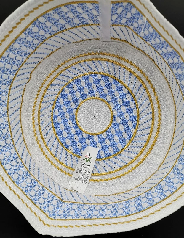 Модные синие хлопковые мусульманские кепки для мужчин с вышивкой Kippah Topi шляпы