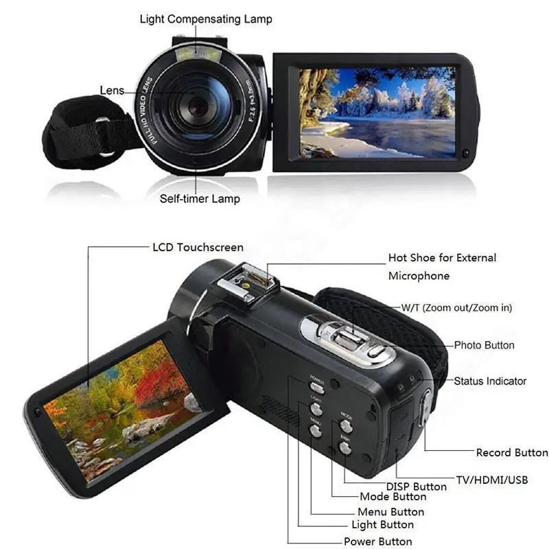 Цифровой микрофон ORDRO 1080P 8 Мп H.264 Wi Fi Full HD 3 0 &quotсенсорный ЖК экран 16 кратный зум