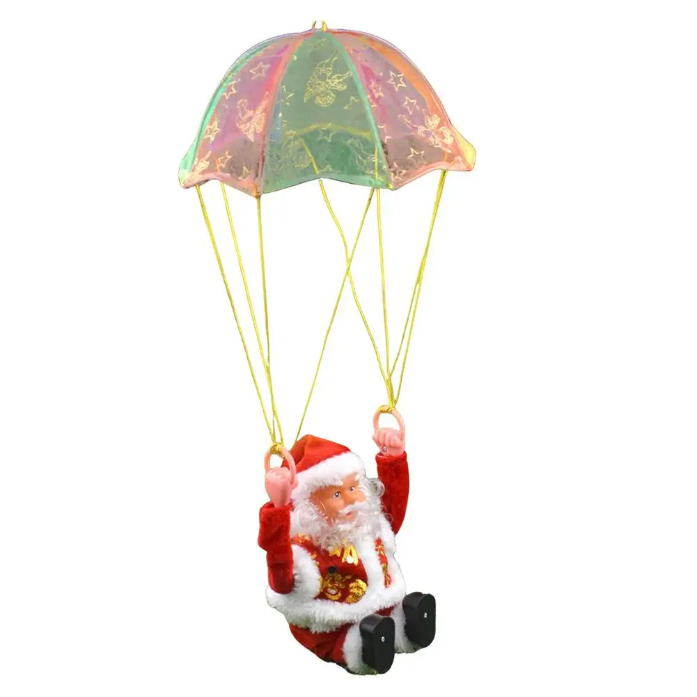 

Christmas Parachute Christmas Santa Claus Electric Parachute Singing Tumbling Santa Claus for Christmas Tree Fireplace Decor