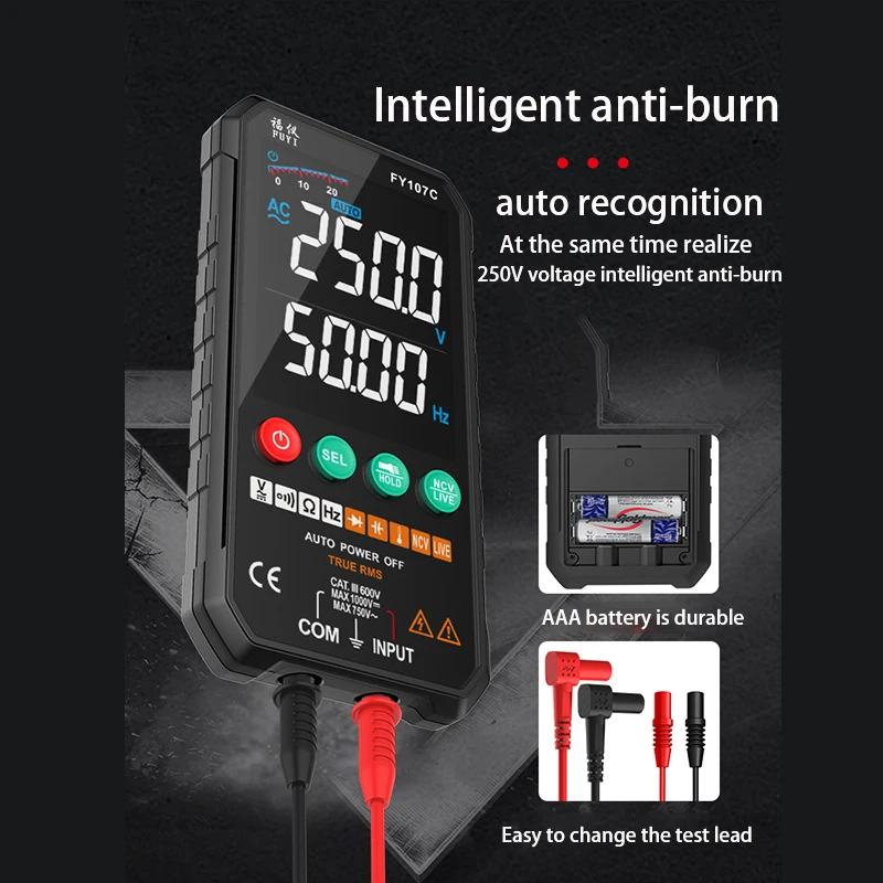 

Digital Multimeter Smart Tester DC NCV Auto Range Transistor Temperature Voltage Professional Analog multimetro Electrician Tool