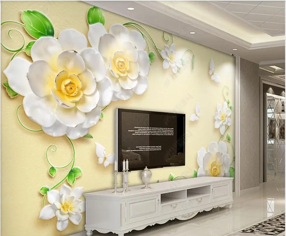 

3d wallpaper custom photo mural on the wall Embossed Flower Jewelry Living room decoration Wallpaper for walls in rolls