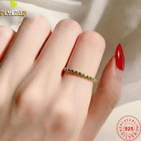 925 sterling silver 14k gold green zircon open rings for women simple style female fashion jewelry