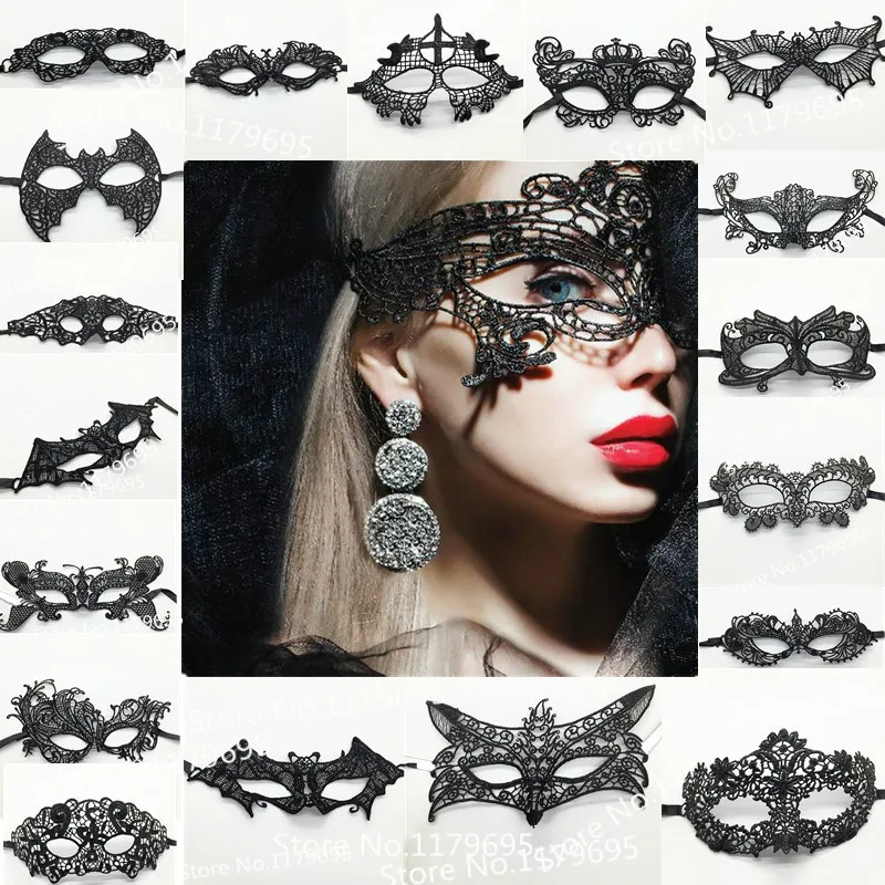 1 шт. Сексуальная Черная кружевная маска с вырезом черная цветком для