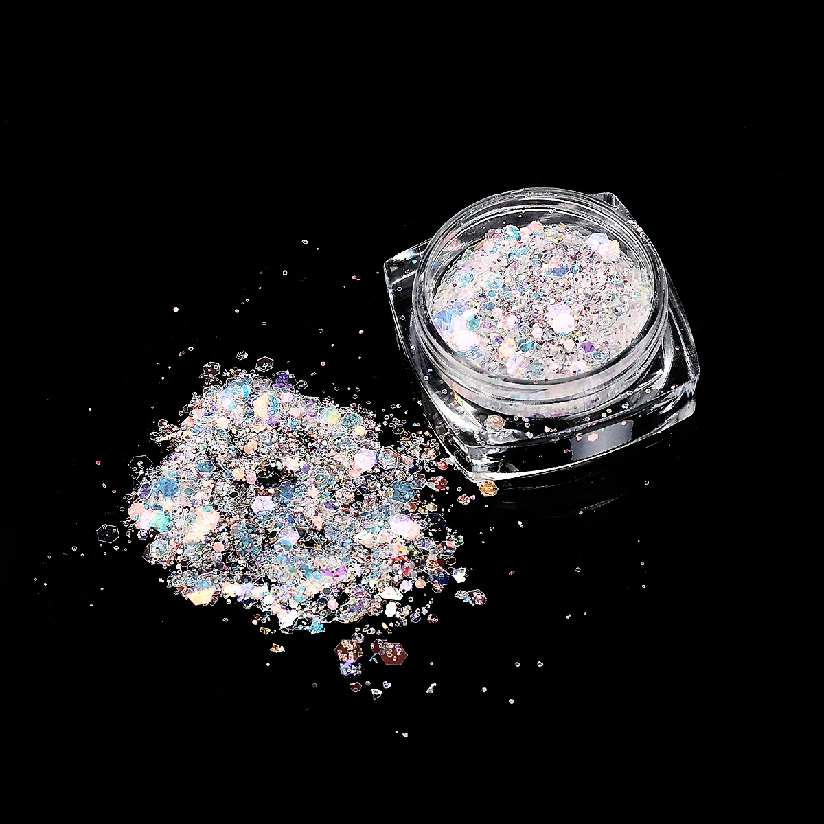 6 шт. синий цветной набор для ногтей с блестками Голографический лазерный порошок