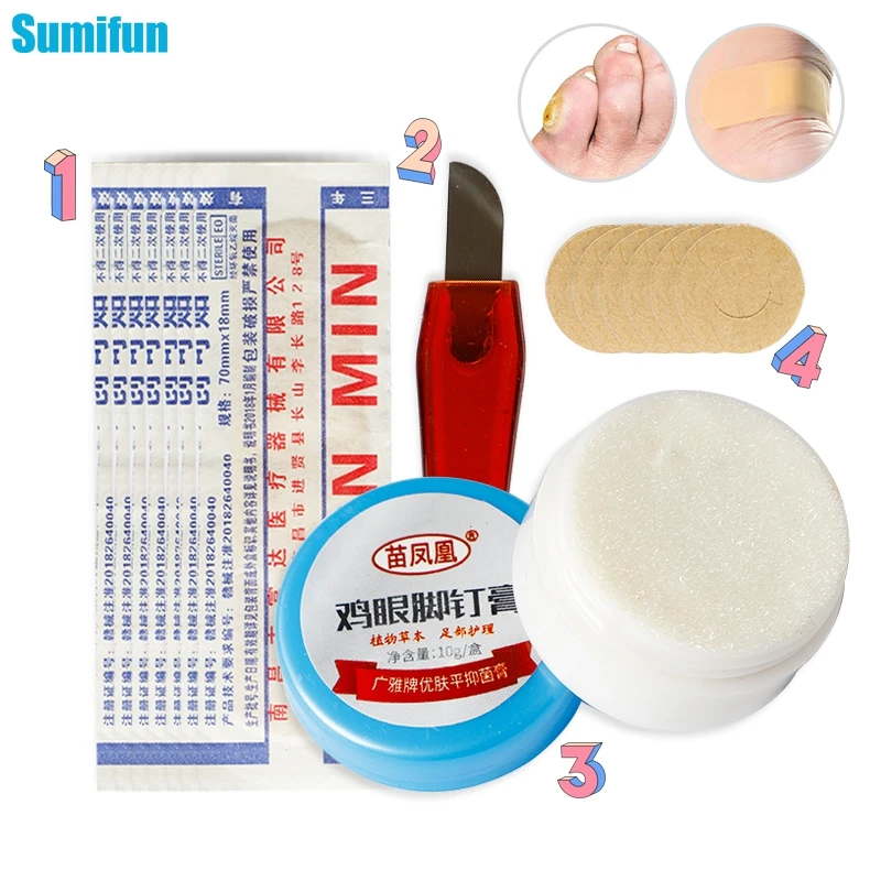 

1Set of 4pcs Warts Remover Tools Clear Moles & Tag Wiper Genital Wart Treatment Plaster Skin Foot Corn Plaster Warts Ointment