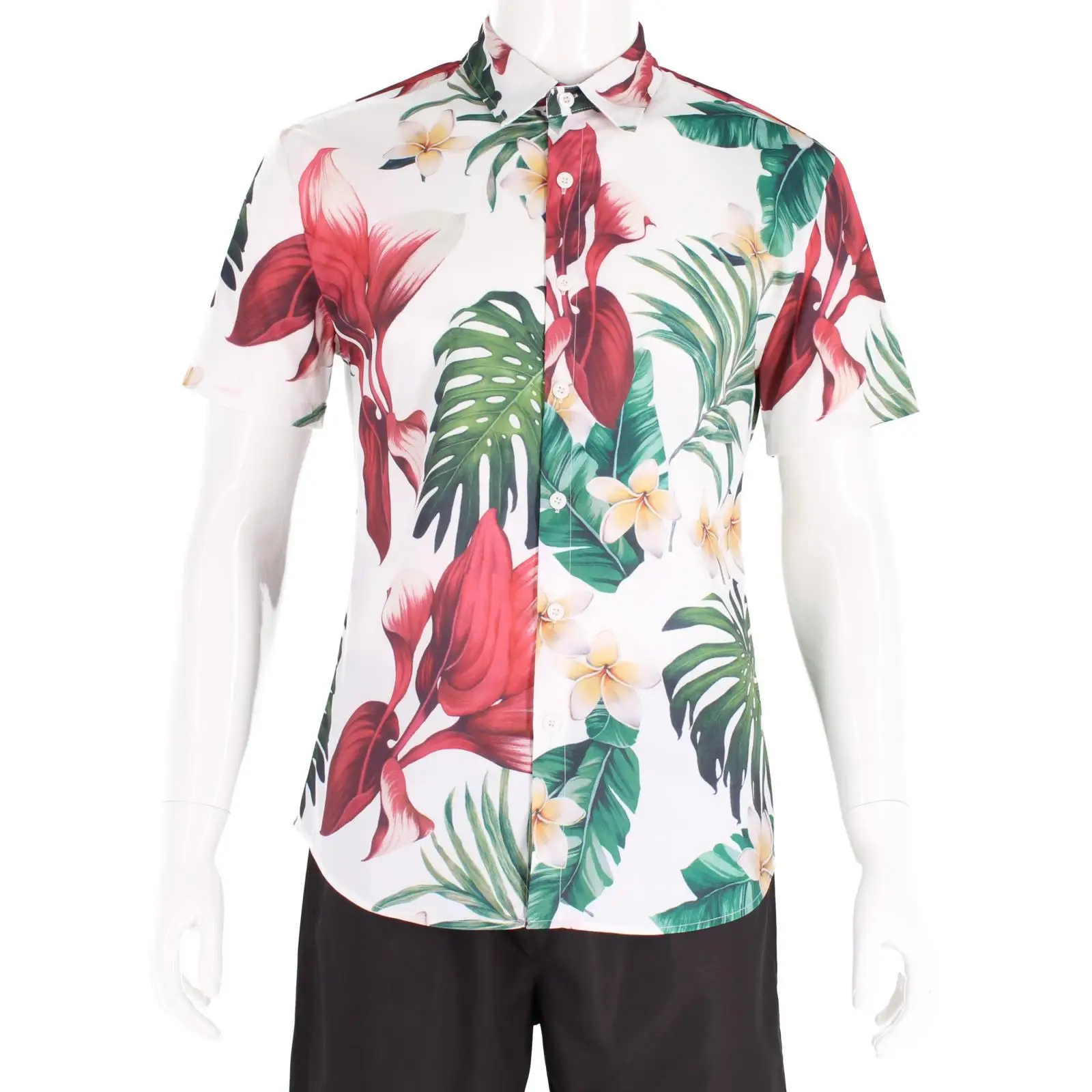 Мужские рубашки гавайская рубашка с принтом тропических растений пляжная