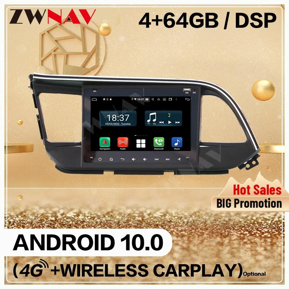 

128GB 2 Din For Hyundai Elantra 2015 2016 2017 2018 2019 Android 10 Screen Multimedia Audio Radio GPS Navi Head Unit Auto Stereo