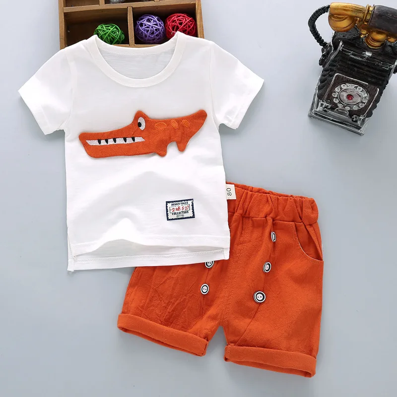 

ZWF989 Sets Baby boy Girl Clothes Summer Clothes Set Short Sleeved T Shirts Shorts Cute Cotton Tops Kids Tracksuit Soft Outfit