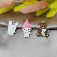 10pcs enamel rabbit bear girl charm for jewelry making and crafting cute earring pendant bracelet necklace charms m687