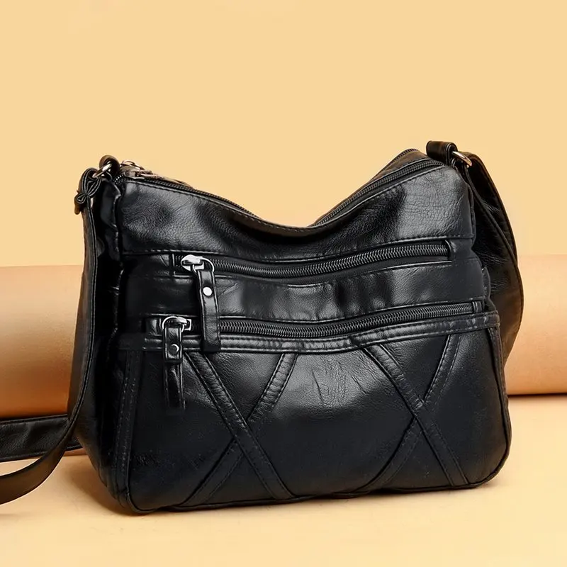 Luxury Handbag Ladies Shoulder Bag PU Leather Small Retro Handbag Women Multi-pocket Messenger Bags