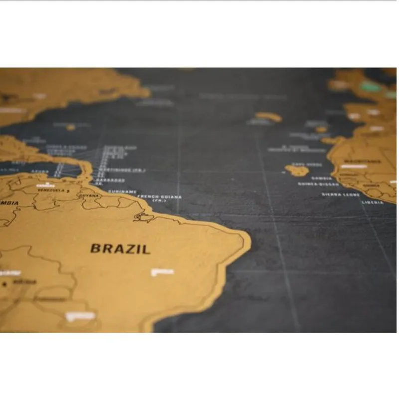 1Piece Deluxe Black Scratch Off World Map 82.5 X 59.4cm With Cylinder Packing Room Decoration Wall Stickers |