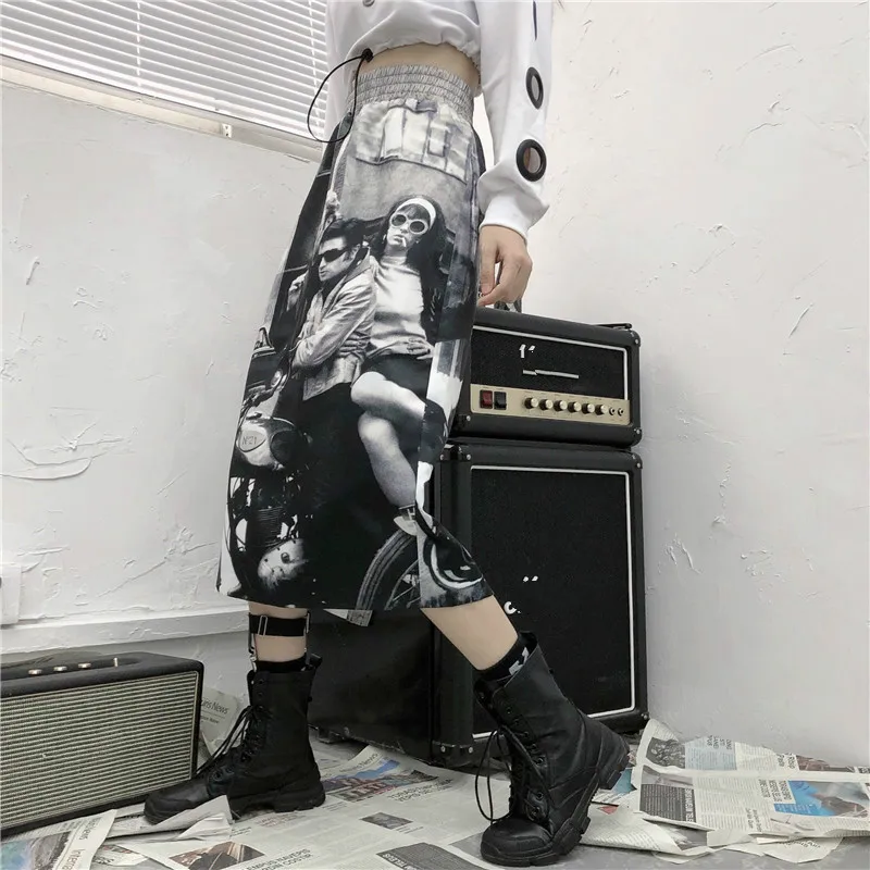 Neploe/женские юбки трапециевидной формы с принтом в виде персонажа Harajuku юбка