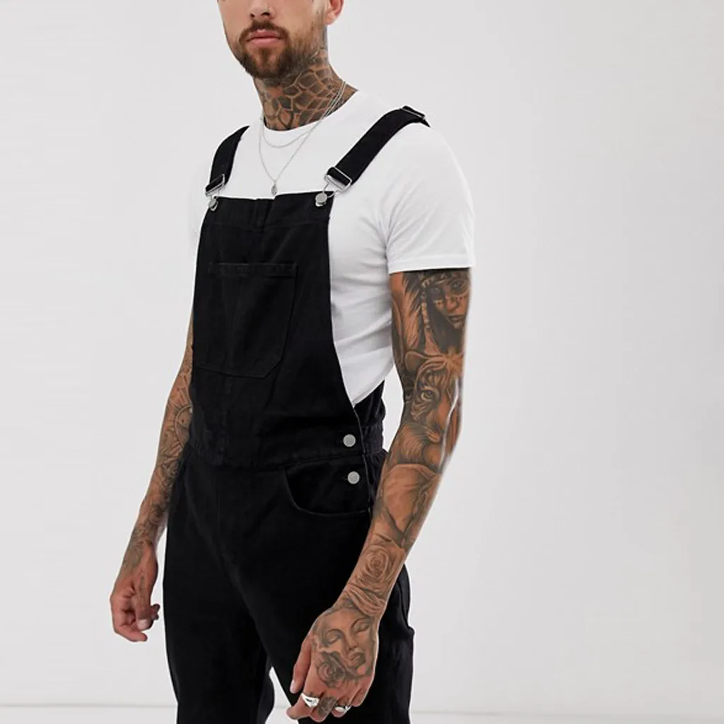 Модные рваные джинсы с ремнем мужской комбинезон однотонные прямые тонкие