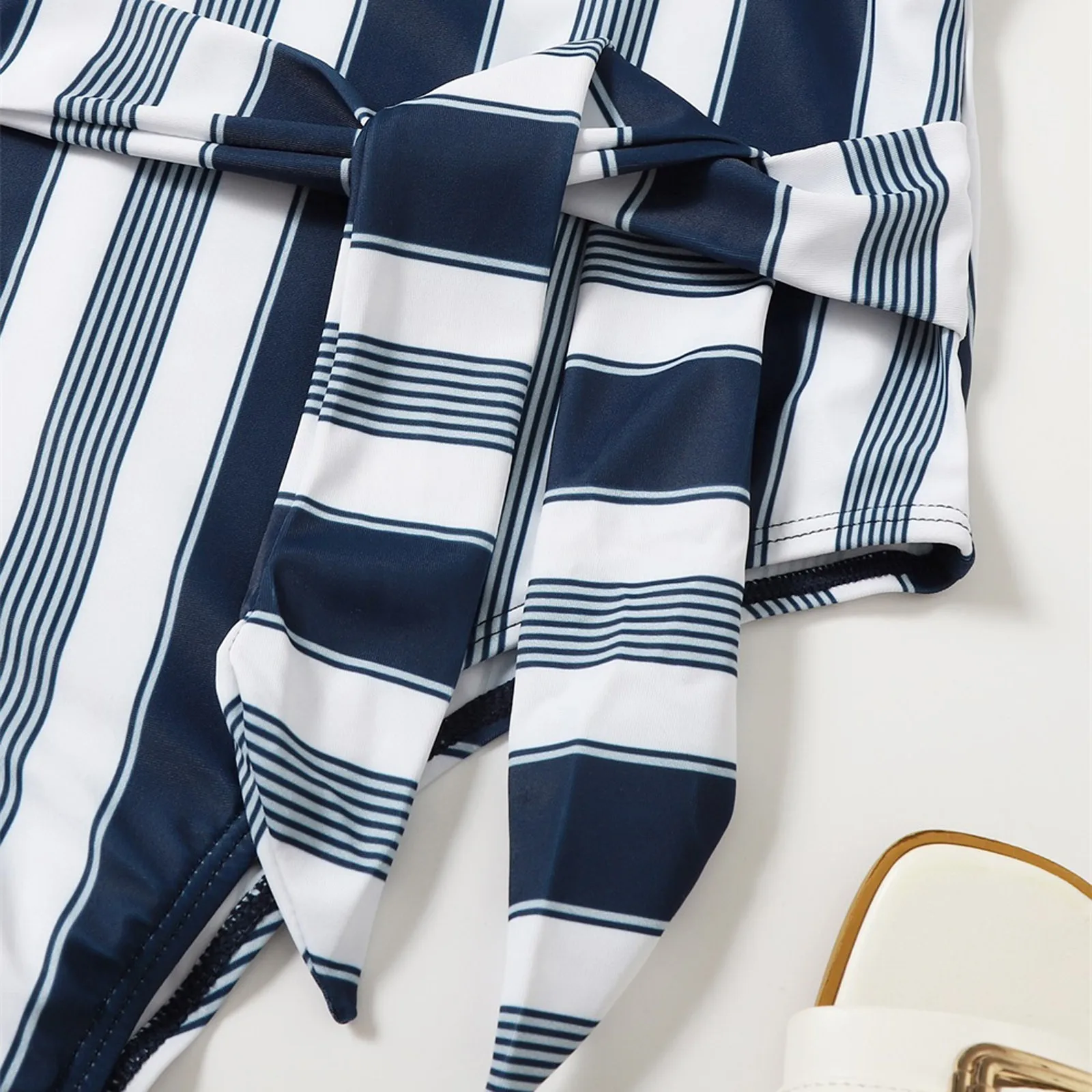 

SAGACE Ladies Fashion Striped Leaky Back Bikini Swimsuit Summer Striped Sling Print Bikini Ladies One-Piece Swimsuit 2021 New