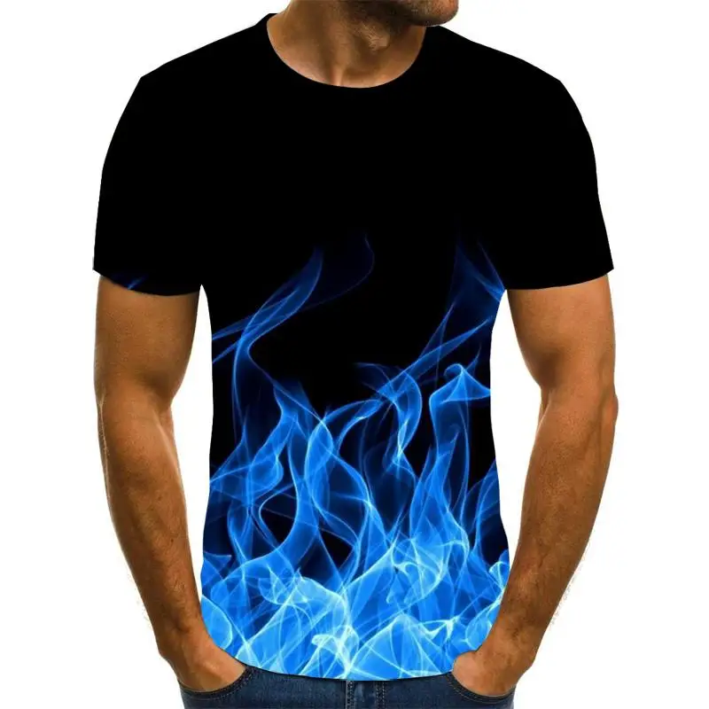 

2021 New Chromati Flames T-shirt Men Black T-Shirt Casual Anime Streatwear Short Sleeve