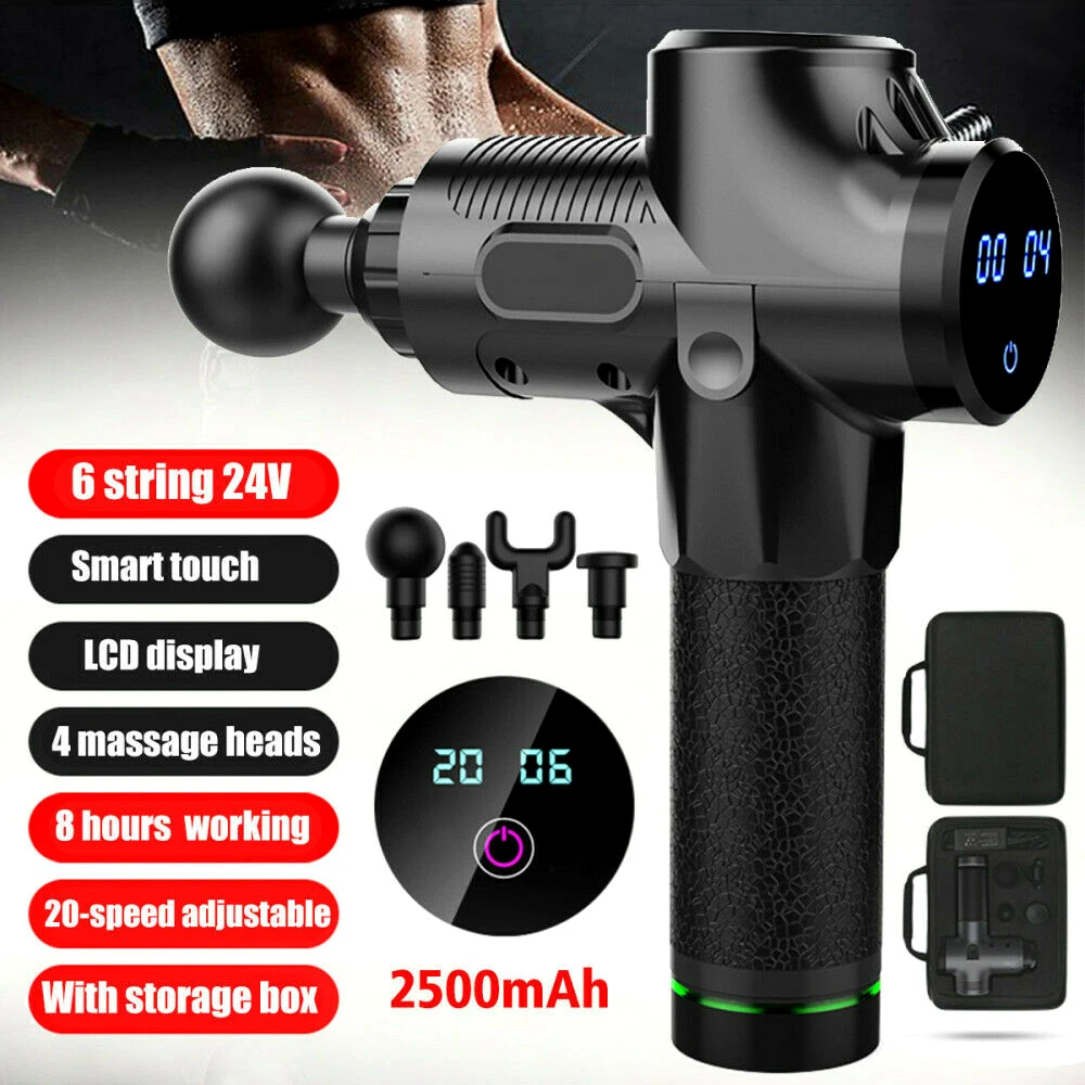 EU/US Plug LCD Display Massage Gun Muscle High frequency Relax Body Relaxation Electric Massager Slimming Shaping Pain Relief