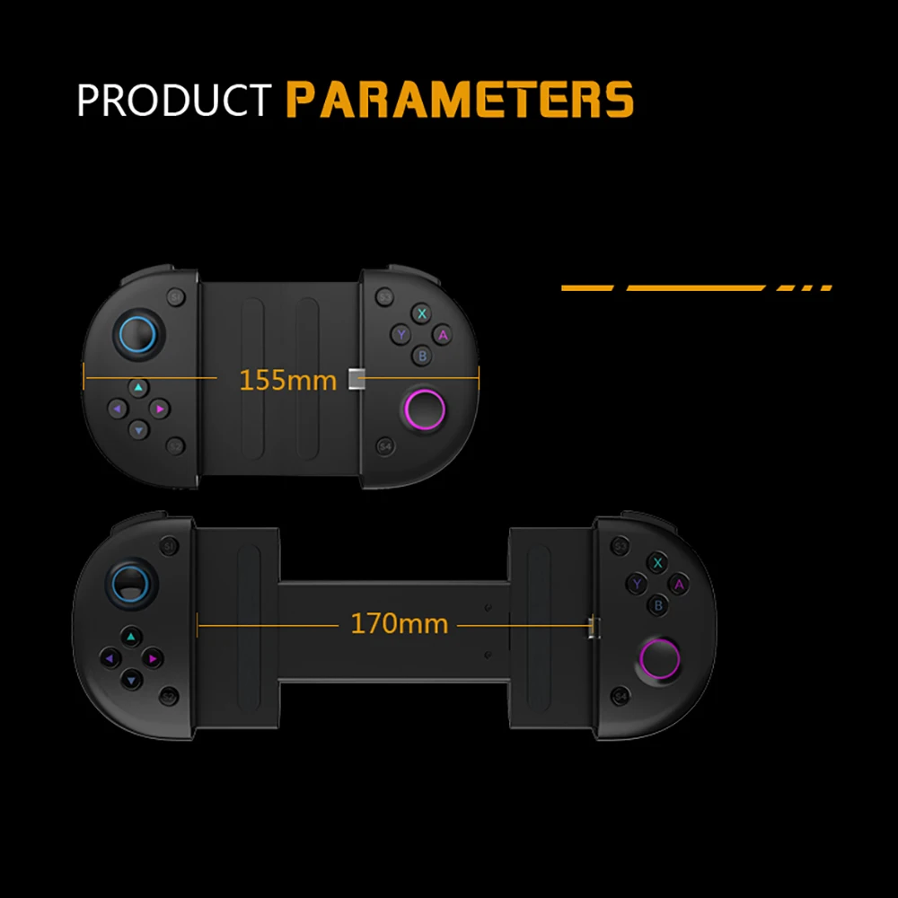 

2020 HOT Portable Game Handle Type C Fast Charging Sensitive Buttons Design Black For Phone Game controller Black Telescopic