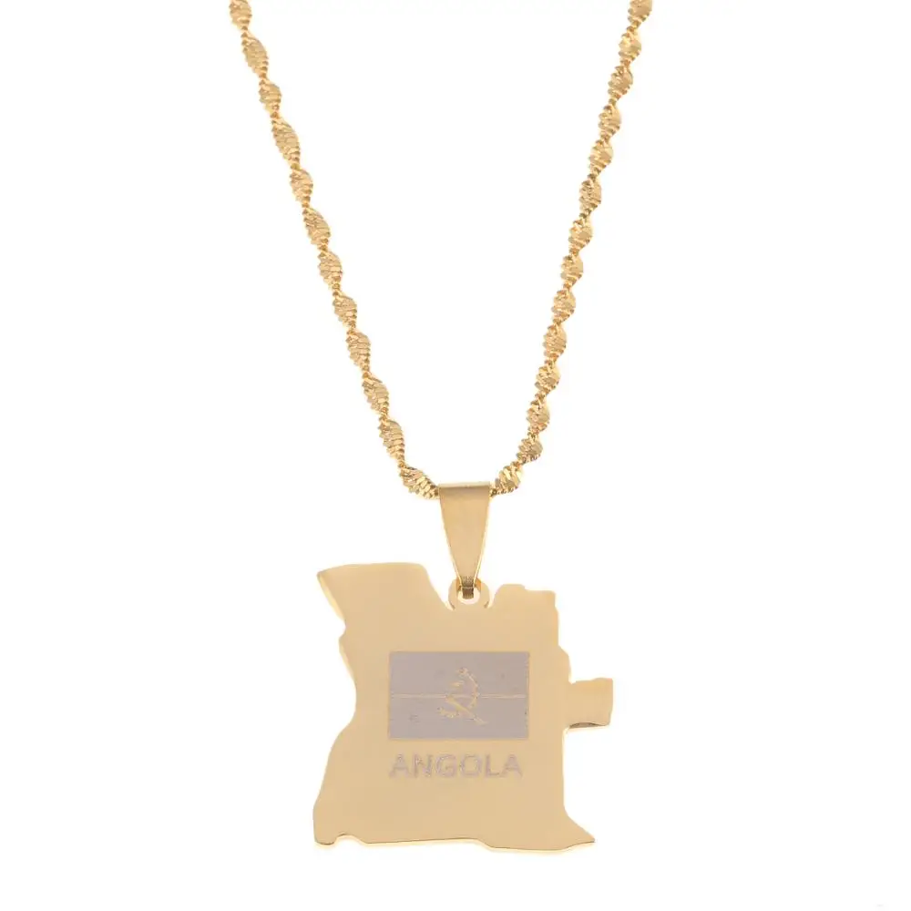 Ожерелье из нержавеющей стали с подвеской в виде карты Джорджии золотого цвета