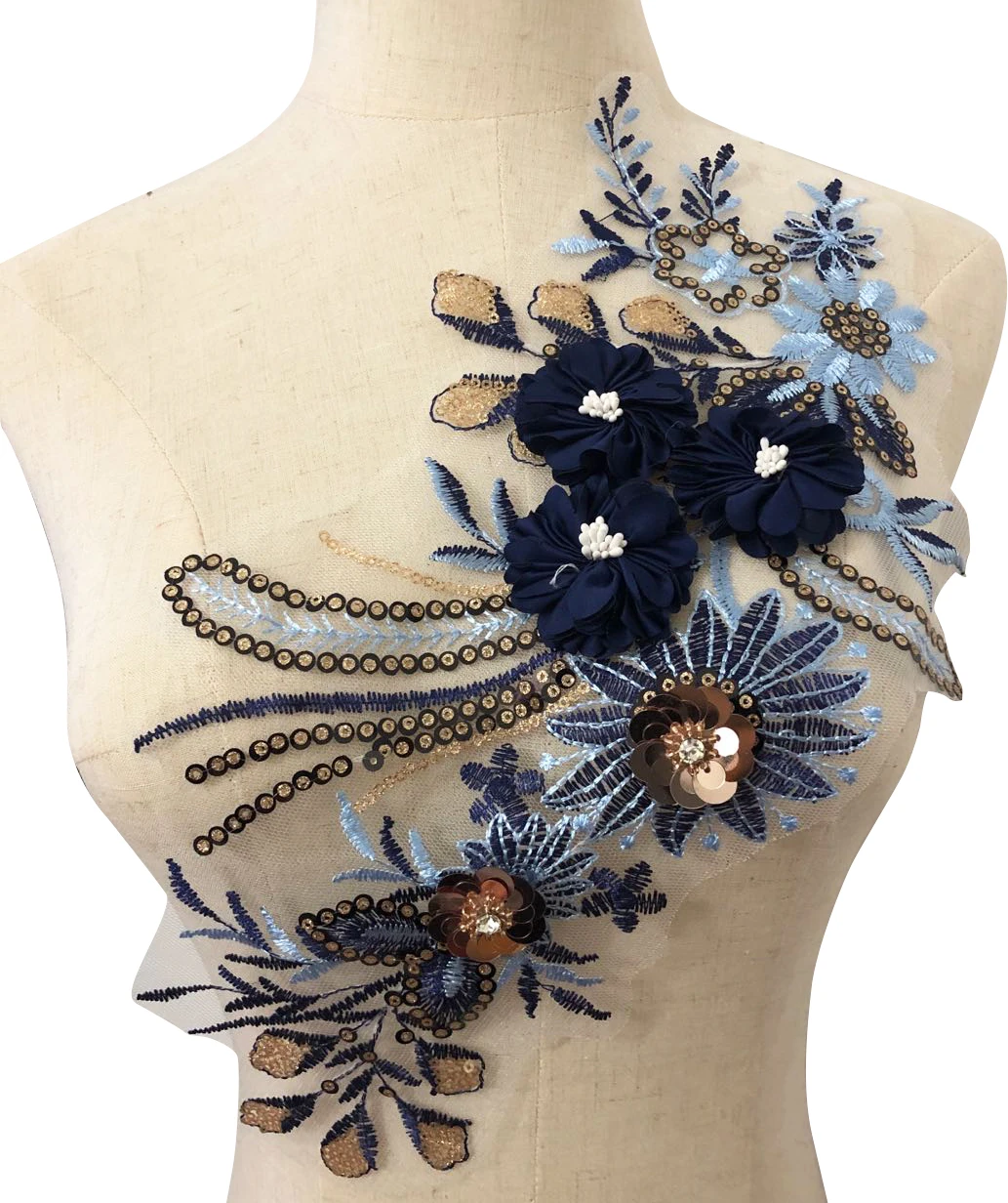 Вышивка блестками Кружевная аппликация для вечернего платья одежда сделай сам 3D