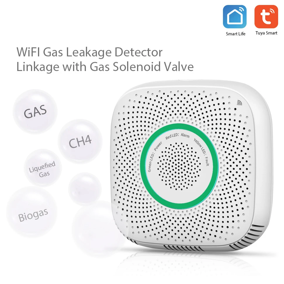 Tuya WiFi датчик утечки газа LPG сигнализация детектор пожарной безопасности приложение контроль безопасности умный дом датчик утечки