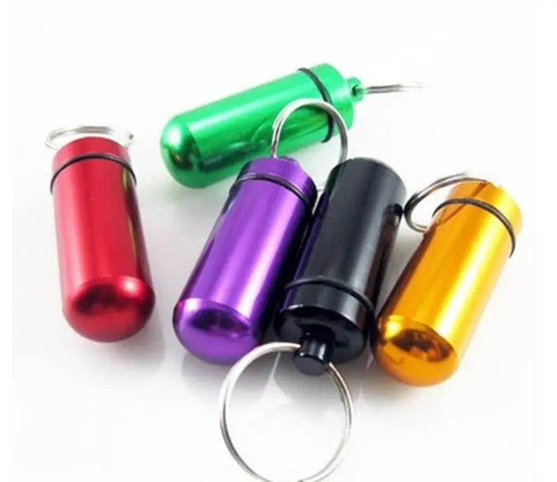 للبيع صندوق حبوب ألومنيوم مقاوم للماء DIY ، شحن مجاني ، 1000 قطعة ، حاوية حبوب ، زجاجة ، حامل دواء ، سلسلة مفاتيح هدايا ترويجية SN3670