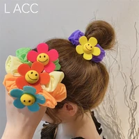 women hair ties cartoon flower elastic hair band colorful rubber bands girl korean hair accessories scrunchies wholesale
