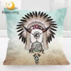 BlessLiving Wolf Dreamcatcher Cushion Cover Feather Bead Pillow Cover Western Decorative Pillow Case Gray Blue Kussenhoes 1