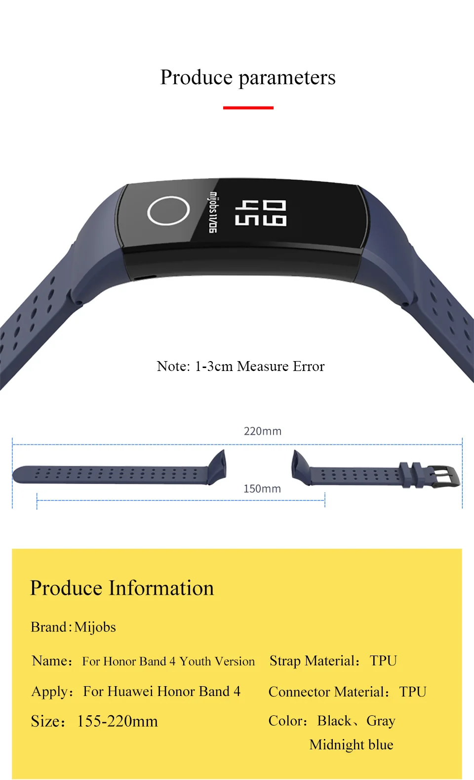 Mijobs для huawei honor 4 ремешок для honor band 4 Ремешок Браслет умные аксессуары ТПУ силиконовый ремешок браслет часы замена
