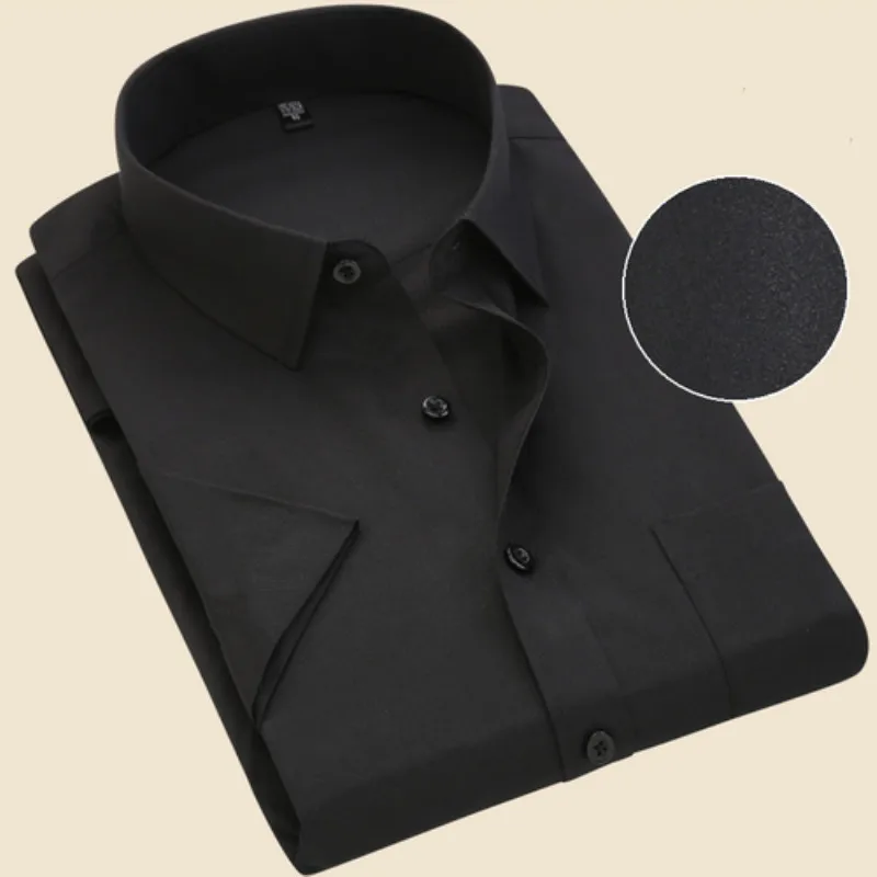 Summer 15 Colors 4XL 6XL 5XL Mens Short Sleeve Shirts Fit Formal Male White Business Social Dress Shirts