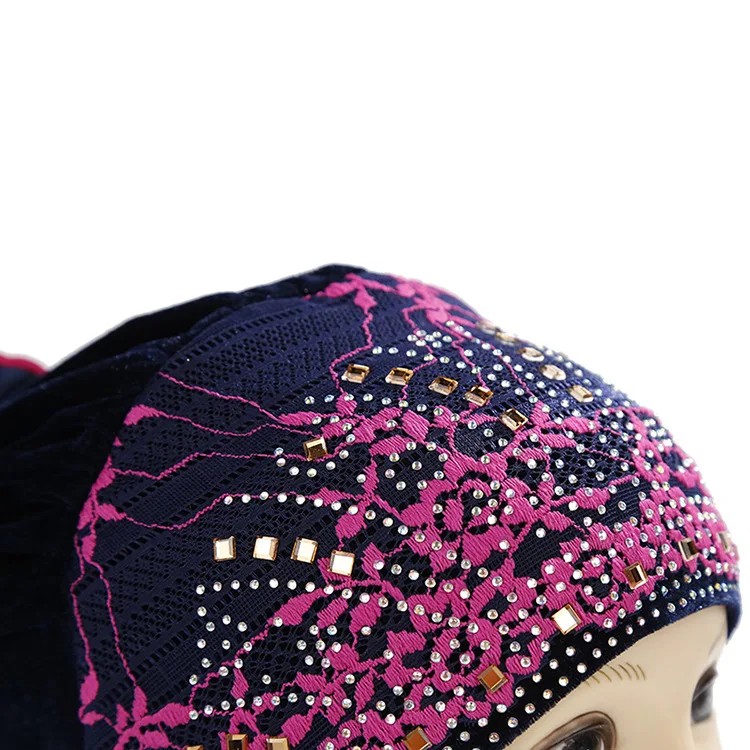 

Embroidered pattern forehead hot drill headscarf hat Islamic worship hat prayer hat
