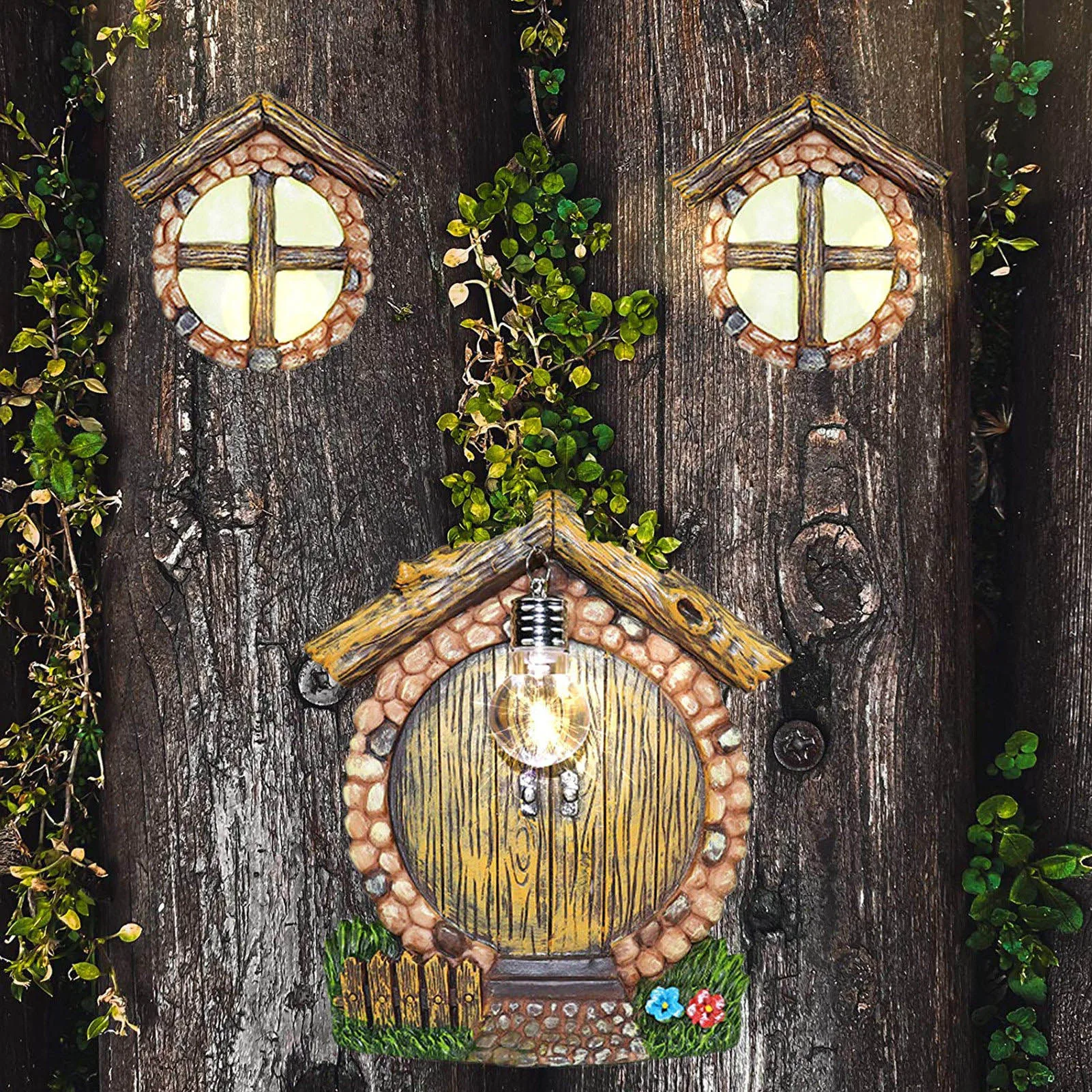 

Glow in Dark Garden Sculpture Decor Home Window Door For Trees Open Doors Gnome Garden Accessory Home Decoration Gifts