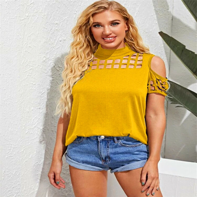 

Summer style off-the-shoulder top with a split T - shirt