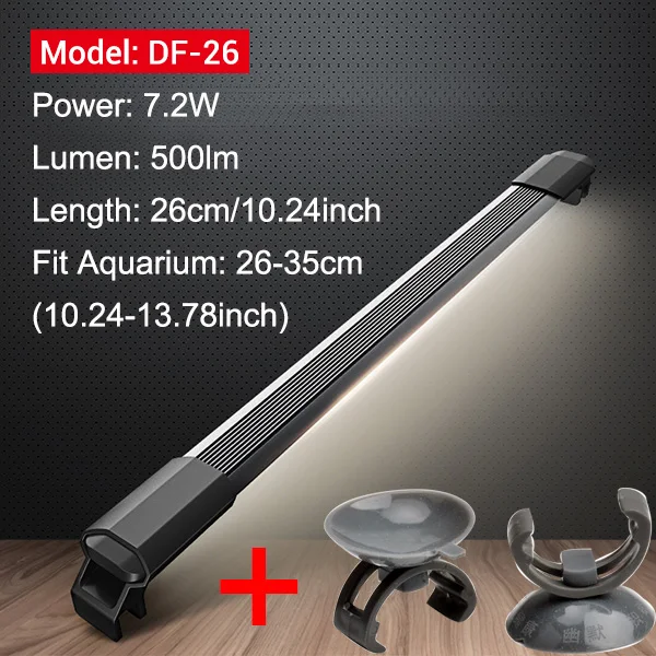 Nicrew JIYIN аквариумные лампы SMD 220 В/50-60 Гц аквариумные светодиодный Светодиодный лампы для аквариума 1,1 см водостойкие дайвинг огни - Цвет: DF26 and suction cup