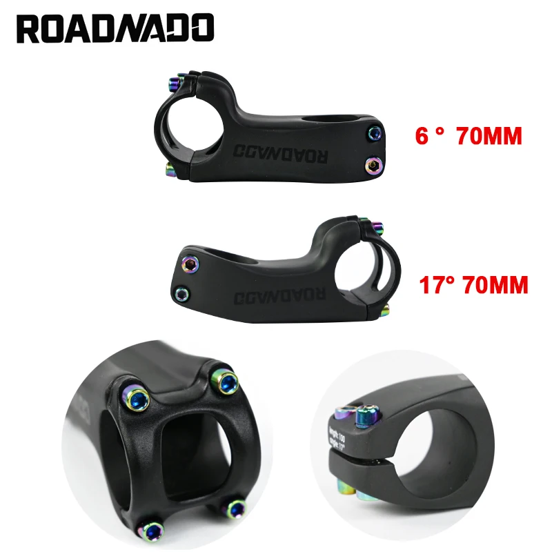 

ROADNADO Full Carbon Stem MTB Mountain Bicycle Stem 6/17 Degree 70/80/90/100/120mm Ultralight Carbon Stem Road Bike Bar Stem