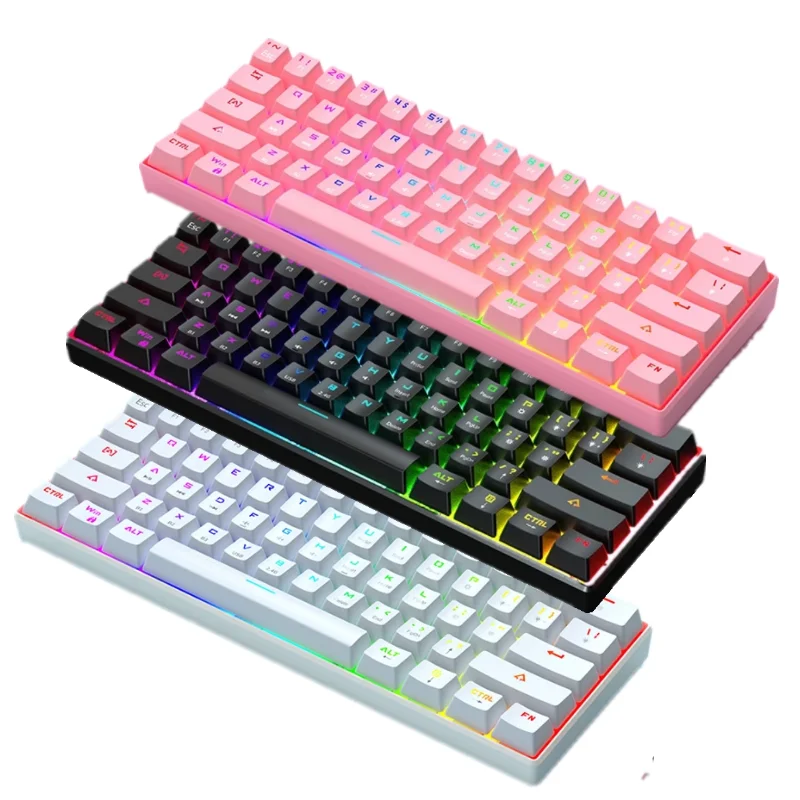 

EG61 61Key RGB Backlit Mechanical Keyboard Three-mode Bluetooth/2.4G Wireless Gaming Mechanical Keyboard For Desktop Blue Switch