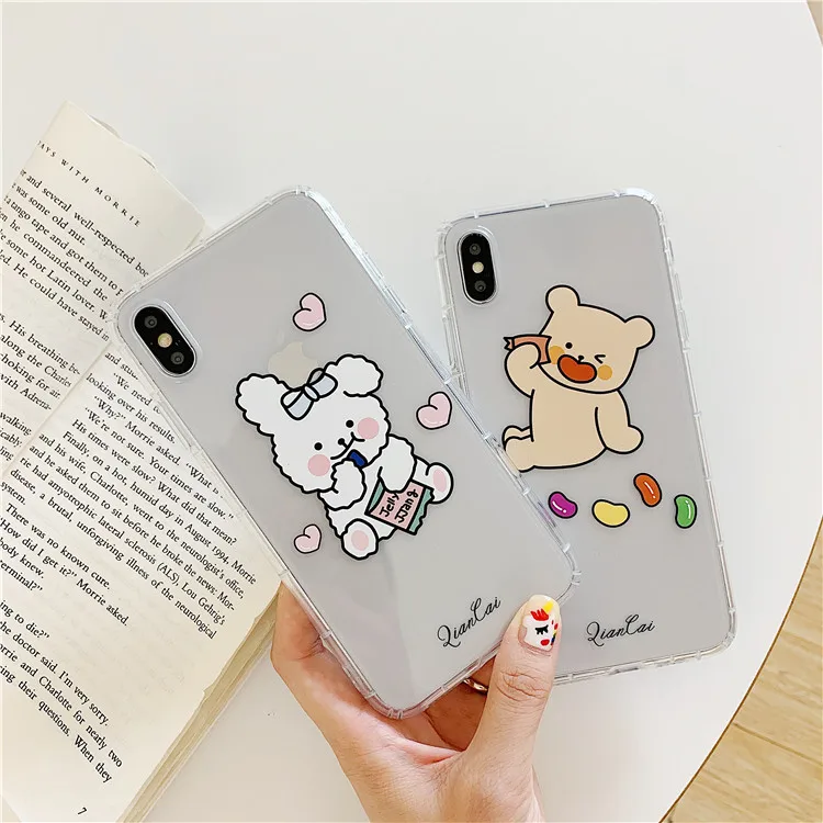 Niceking для iPhone 6, 6s, 7, 8 Plus, X, XR, XS Max, чехол с милым мультяшным медведем, Кроликом, мягкий ТПУ чехол для телефона, для iPhone 11 Pro, Max, чехол