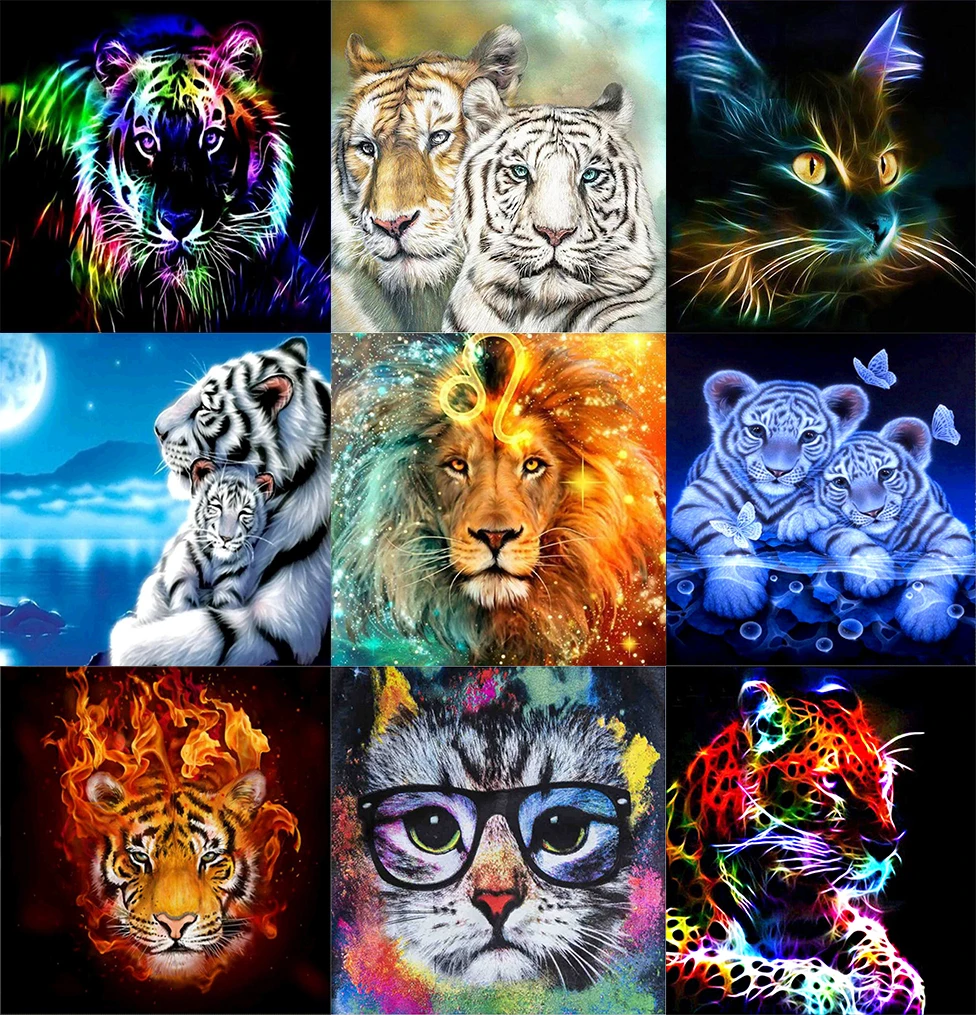 

Diamonds embroidery painting 5d Diy full of Animal Tiger pattern round diamond home Decoration Holiday gifts