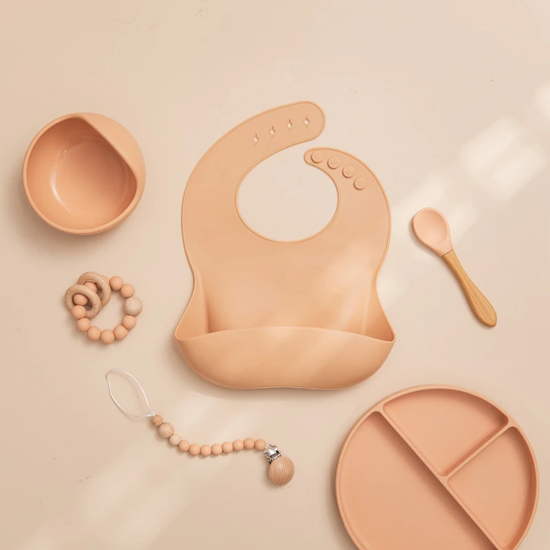 6 шт набор детской посуды Еда Класс силиконовая чаша нагрудник пластина Ложка