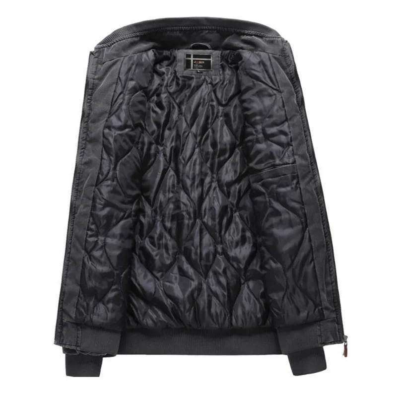 

Autumn Winter Men Jackets Fashion Stand Collar Casual Jacket Polyester Cotton Thick Warm Coat Windproof Streetwear Outerwear 3XL