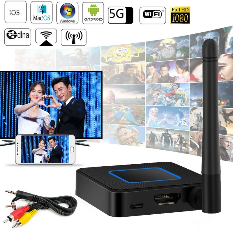 2 4G 5G HDTV AV экран зеркальное ТВ беспроводной WiFi Дисплей приемник аудио видео