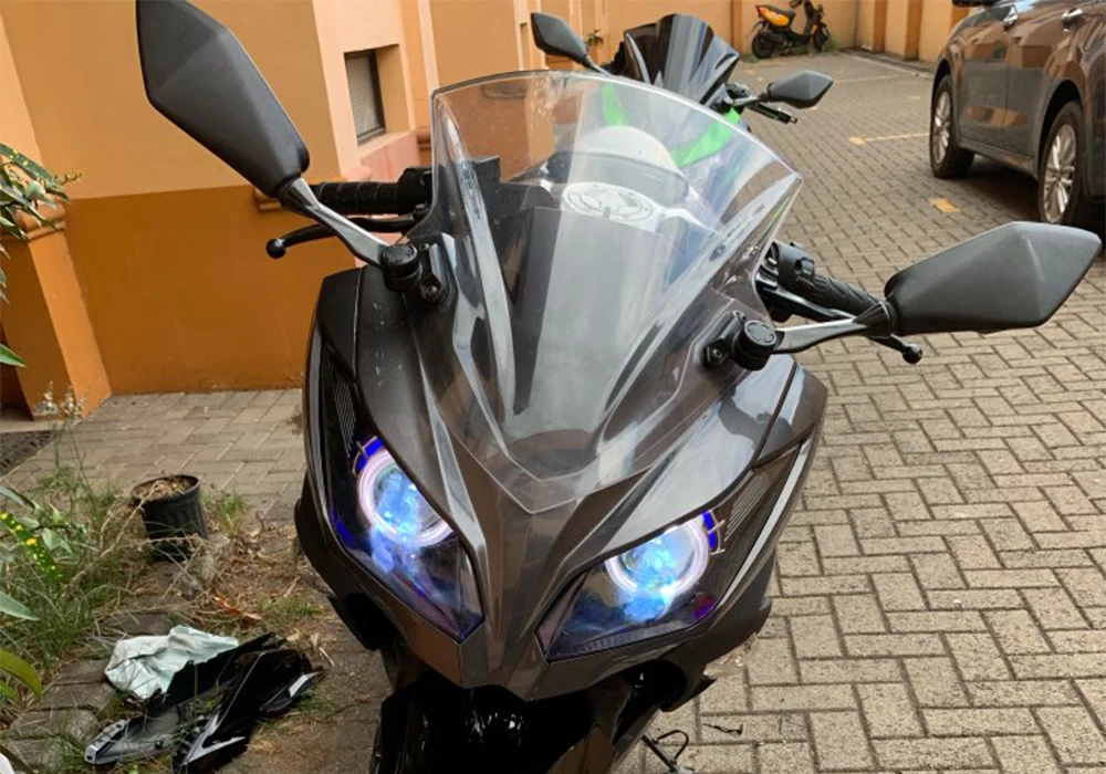KEMiMOTO для Kawasaki Ninja 300 ZX-6R 2013- Ninja250 Ninja300 ZX6R Ангел глаз HID проектор мотоциклетная фара в сборе