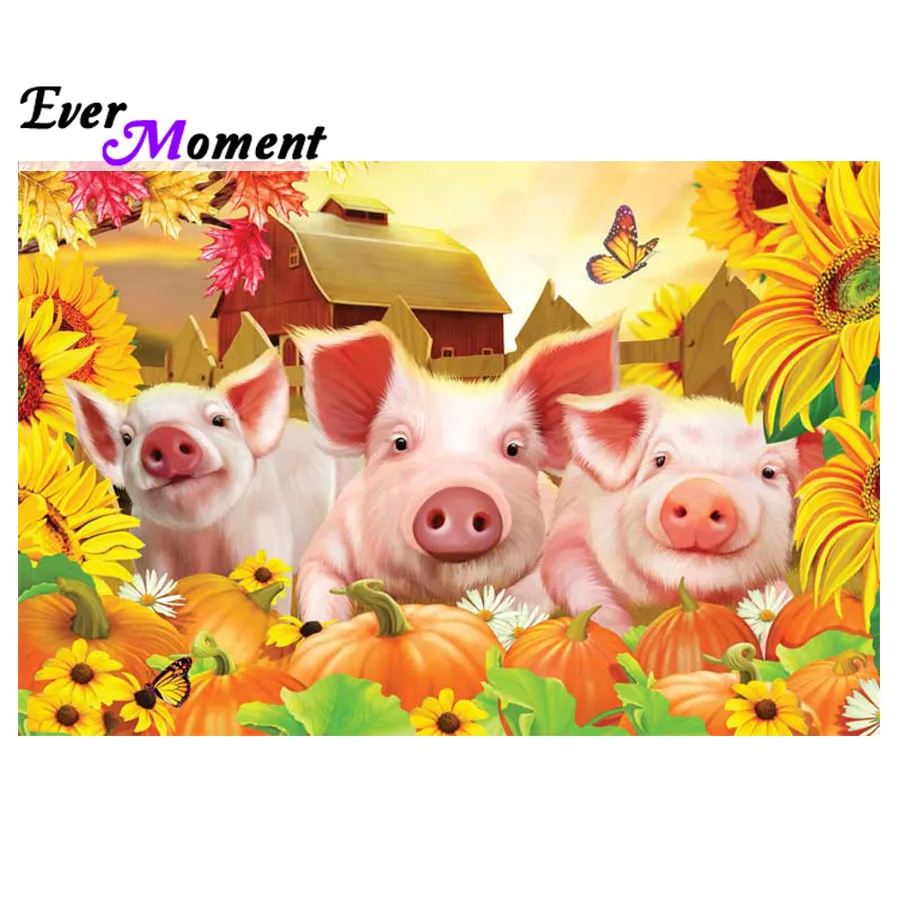Ever Moment алмазная картина наборы для вышивки крестиком милые свиньи осень